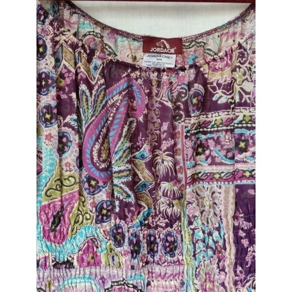 Jordache Juniors Top Blouse Sheer Pullover Bell 3/4‎ Sleeve Round Neck XL - Picture 3 of 12